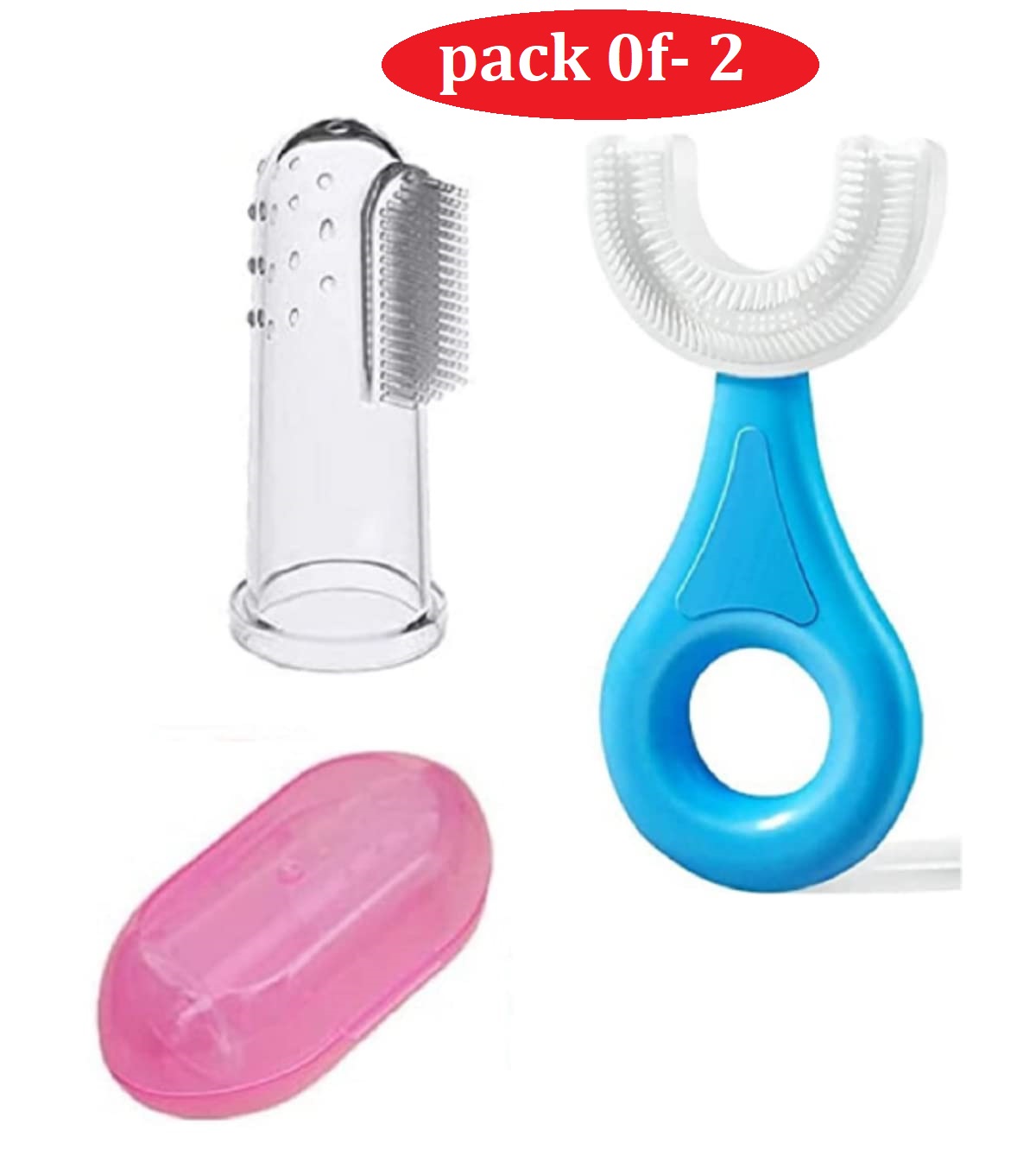Mumlove U-Shaped Finger Toothbrush Set for Kids, Hand-Powered Infant Toothbrush, Soft Silicone Brush Head, Whole Mouth Cleaning Tool (Pack of 2)