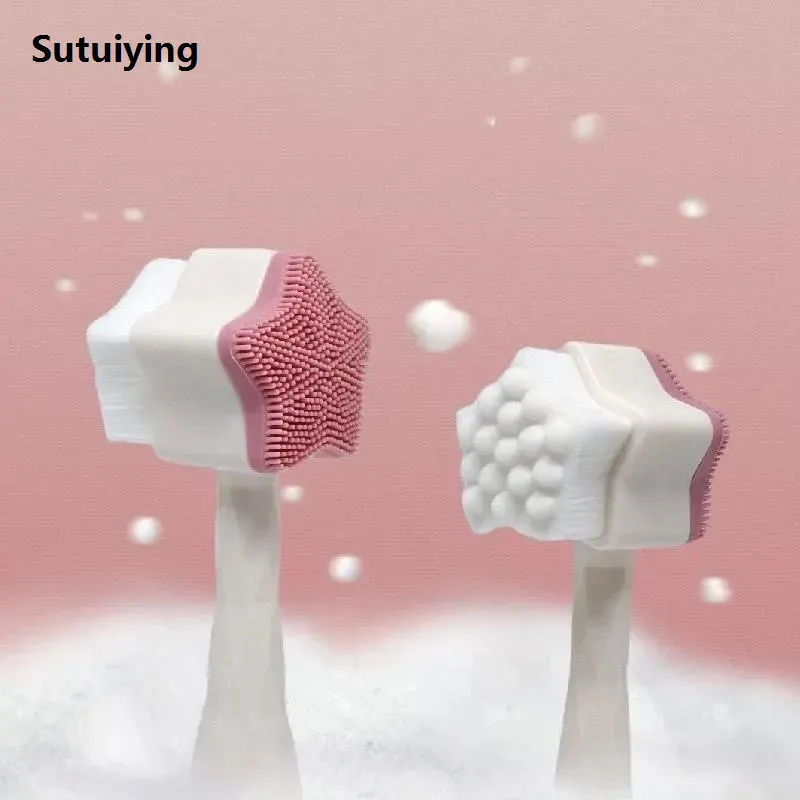 Sutuiying 1pc Facial Cleansing Brush 2 In1, Face Exfoliating Pore Deep Cleansing Luxury Brush, Ultra Fine Soft Bristle Dual Face Wash Brush - image 1