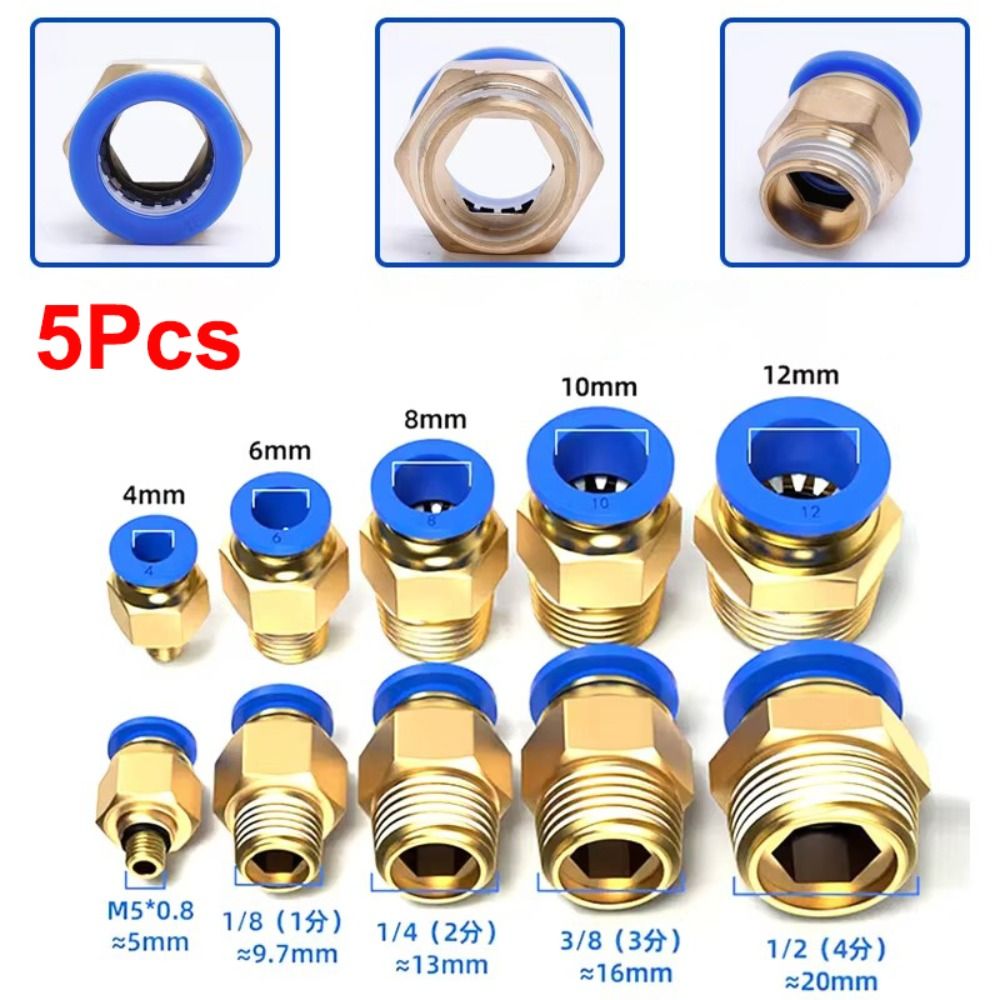 High Quality Brass Pneumatic Fitting PC 4 6 8 10 12MM Multi Size Air Connector Hose Fittings Air Tools