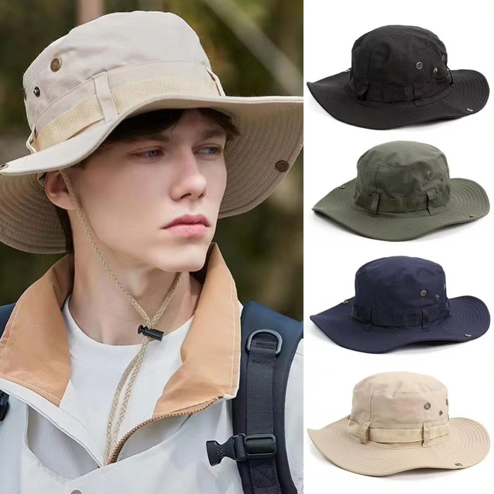 New Washed Cotton Bucket Hats UV Protection Breathable Fishing Cap Foldable Sun Hat Men Women