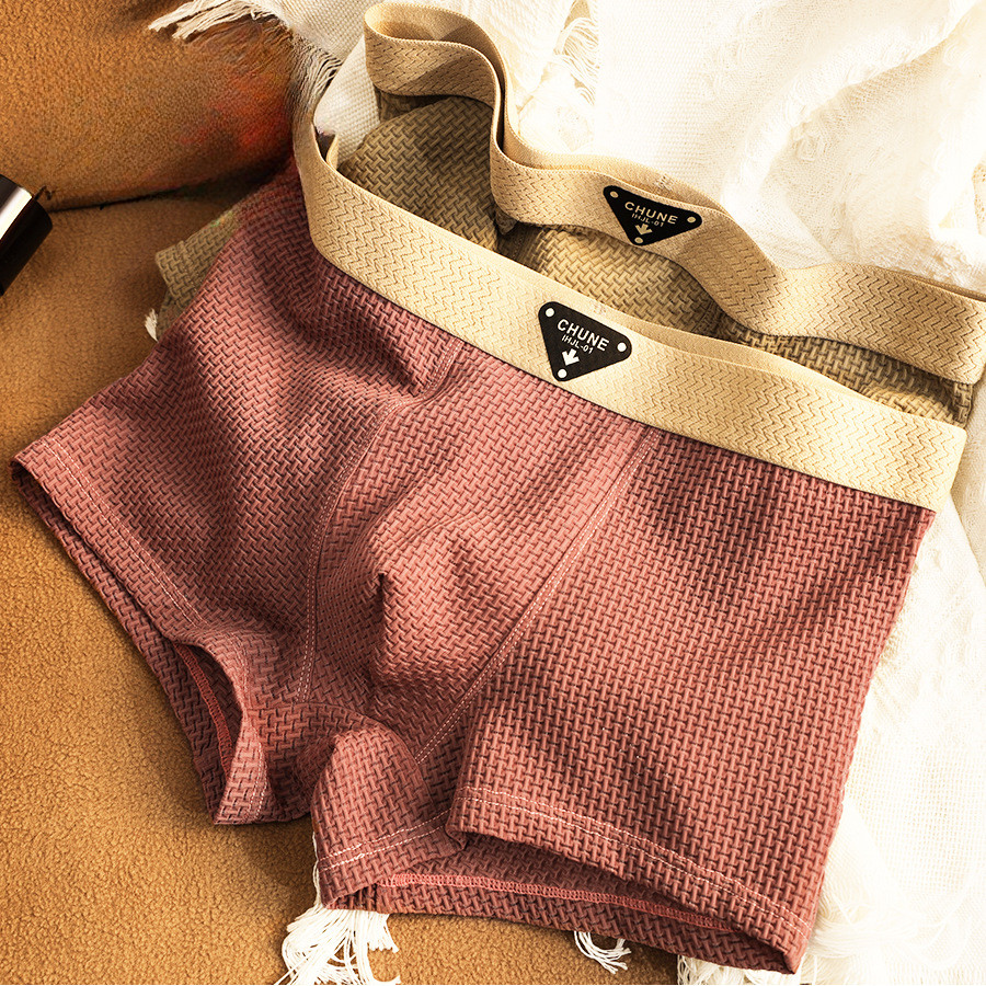 4XL Large Size Men's New Ice Silk Ice Cool Experience Underwear Solid Color Sports Breathable Youth Comfortable B6425