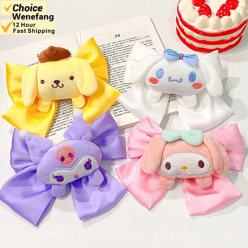 Wenefang Sanrio Hair Accessories Kuromi Cinnamoroll My Melody Kawaii Profesional Girls Hair Clip Hairpin Anime Figure Curled Girl Gift