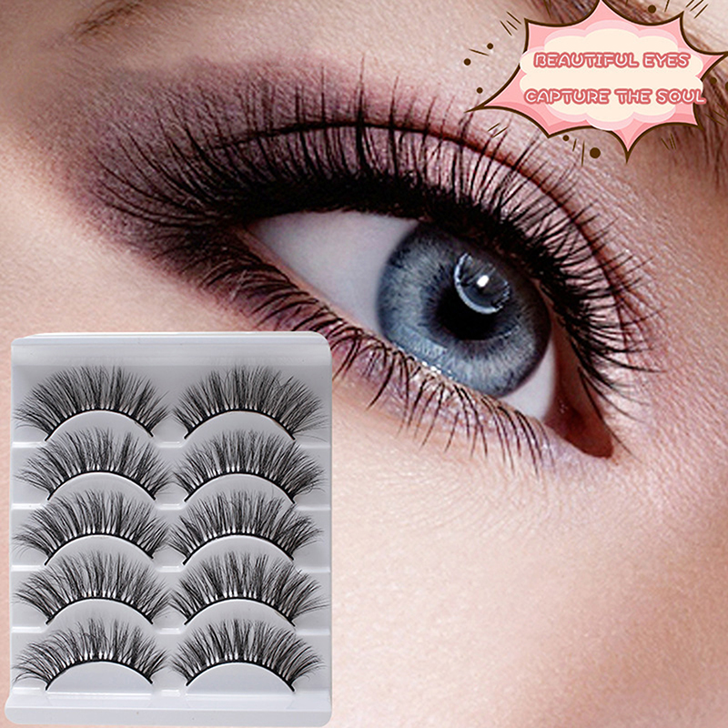 5 Pairs Of 3D 3D Natural False Eyelashes Curl All Match Eyelashes Curl False Eyelashes Naturally 858