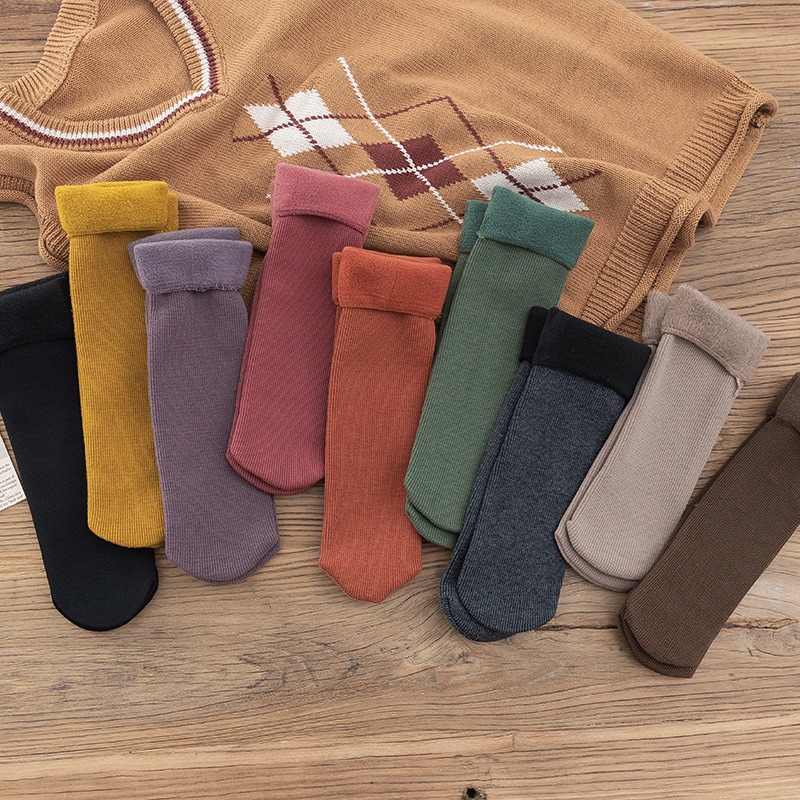 Pack Of 5 Pairs Women Velvet Fur Inside Winter Socks - Multicolor