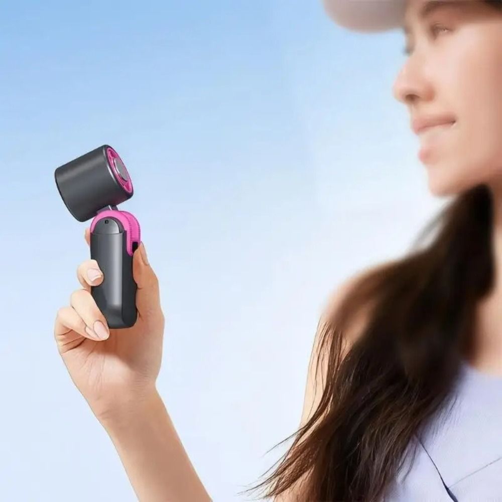Delicate Appearance Compact Body Portable Handheld Cooling Fan Lightweight Design Durable Battery Mini Turbine Fan Fine Turbine Structure Soft Strong Airflow Rechargeable Fan Hot Weather