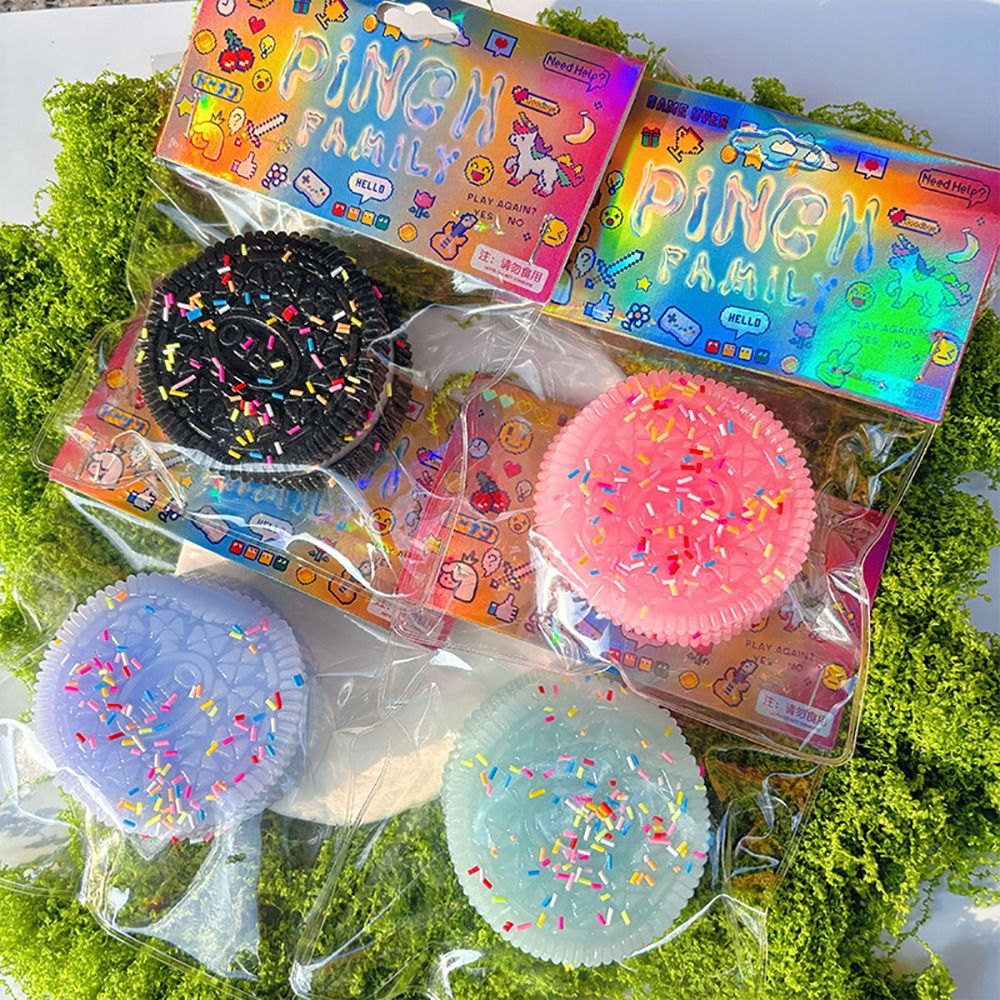 1Pcs Durable New Fidget Biscuit Pinching Toy Stress Relief Big Oreo Squeeze Dessert Toy Silicone Super Soft Stress Relief Toy