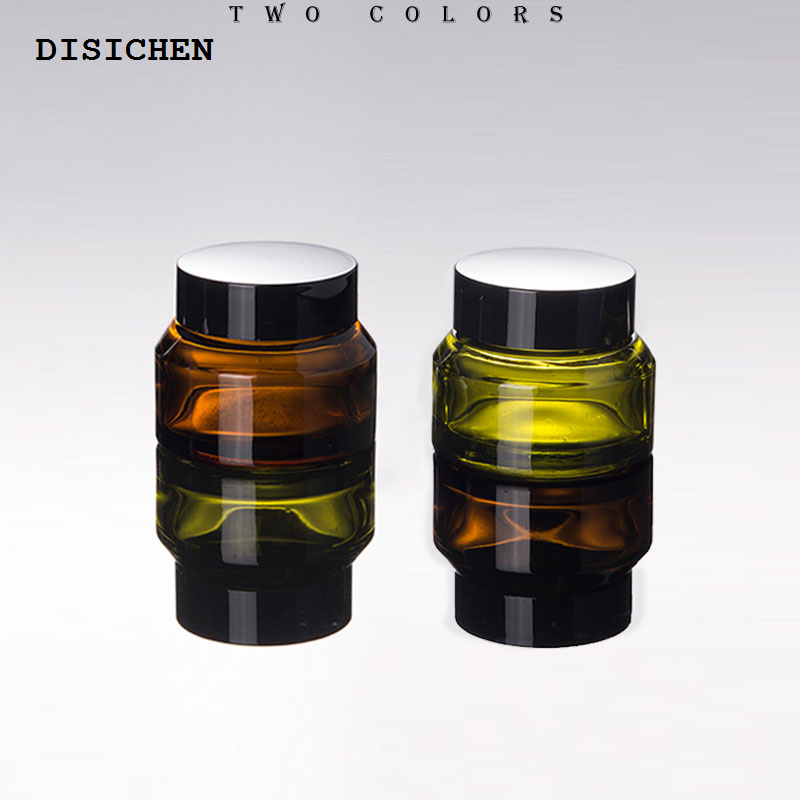 DISICHEN New 1pcs 15g 30g 50g Glass Amber Facial Cream Jar Empty Face Cream Lotion Cosmetic Container Refillable Bottles Travel Sample Pots
