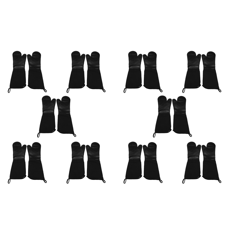 Extra Long Oven Mitts Heavy Duty Commercial Grade Oven Mitts Heat Resistant Bbq Gloves with Quilted Cotton Lining 20Pack