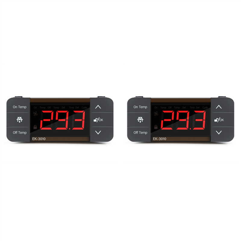 (GGBR) 2X Digital Temperature Controller 220V Cool Heat Switch Refrigerator Refrigeration Defrost Thermostat Sensor(EK-3010)