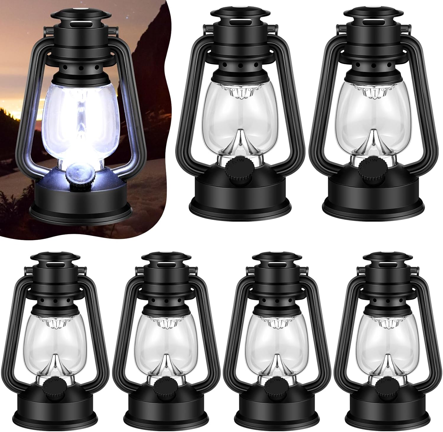 LED Vintage Camping Lantern Decorative Outdoor Dimmer Switch Hanging Lanterns Ornaments Western Cowboy Party Decor for Patio Table Centerpiece Patio Garden Yard Pathway Porch