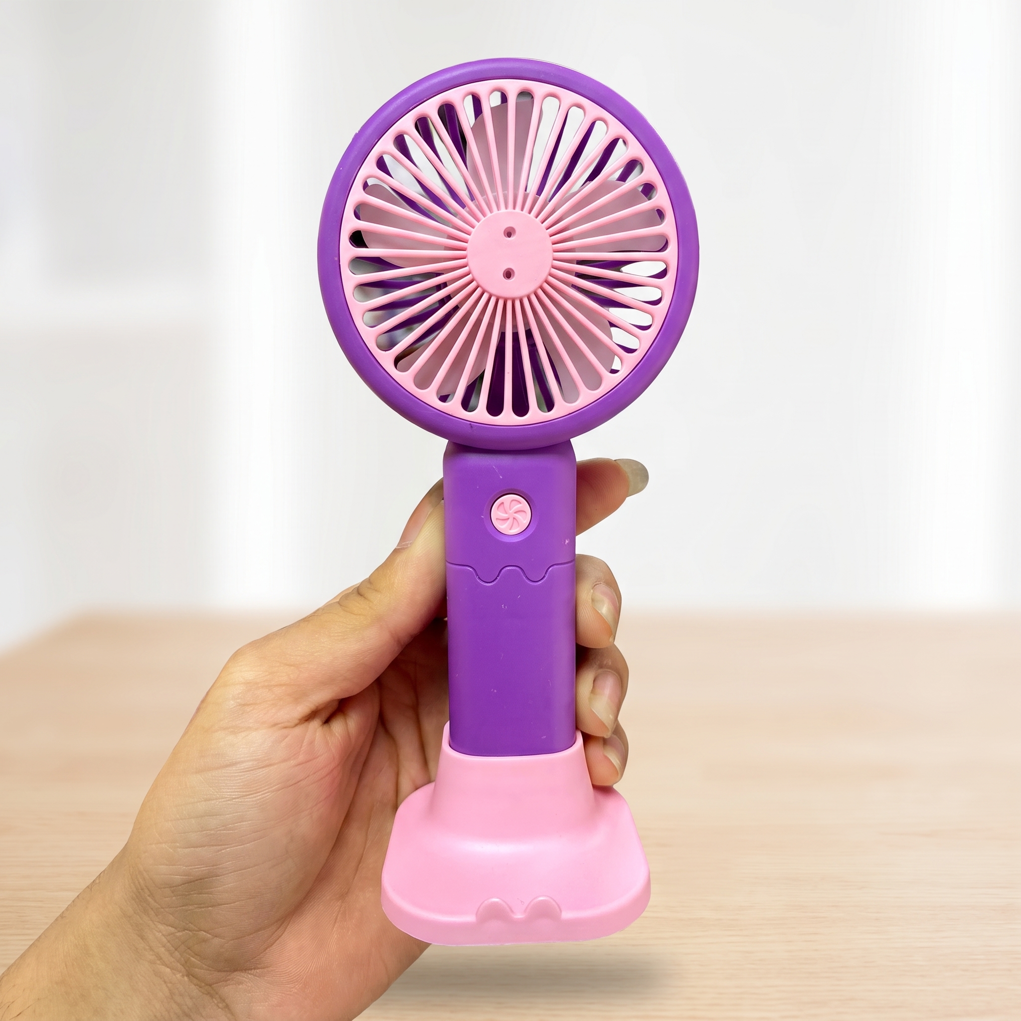 Mini Portable Cooling Fan | USB Rechargeable Hand Fan with Desktop Base & 3 Speed Control | Dealspot