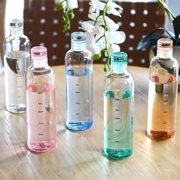 Transparent Leak Proof Glass Water Bottle Modern Shape (1 Piece)