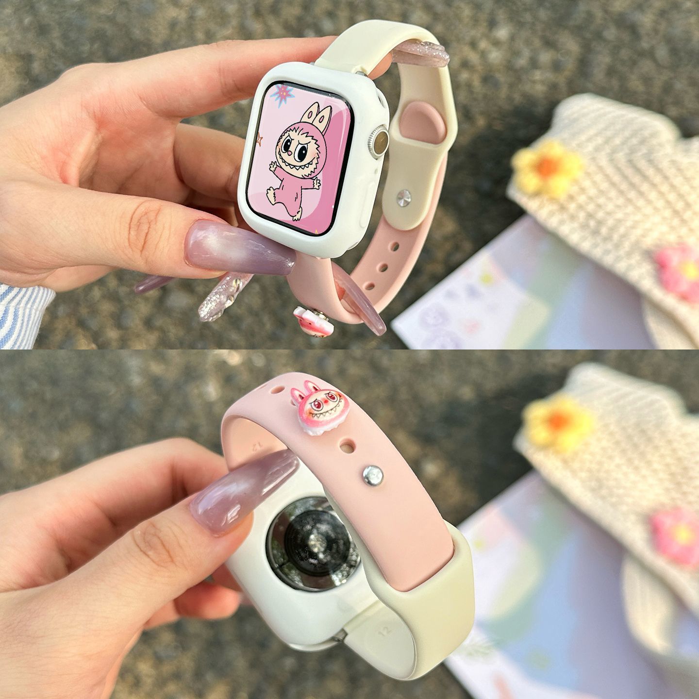 【UrbanNomad】Labubu Apple Watch 10 iwatch9 Silicone Back Buckle 8 Breathable for High-end Summer Women's Style e[Top-notch quality]