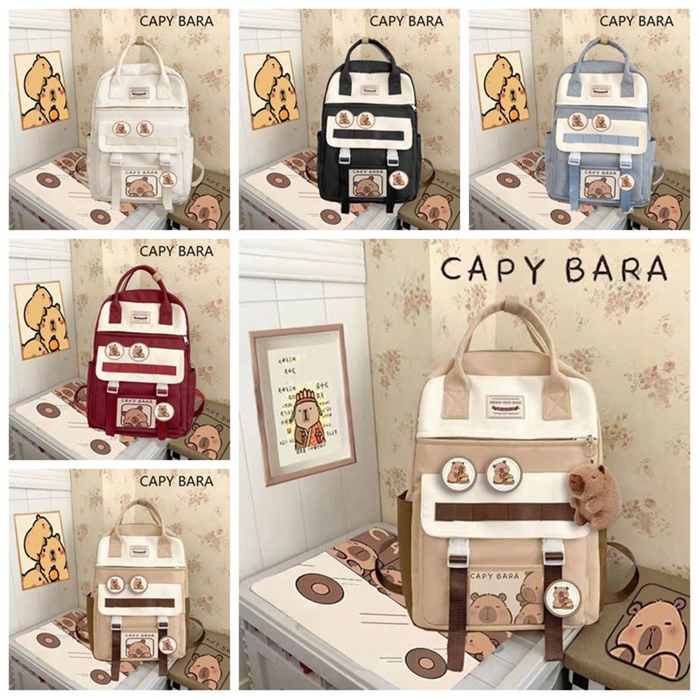 Fashion Large Capacity Capybara Backpack Nylon Multipurpose School Backpack Multi-layer Book Bags