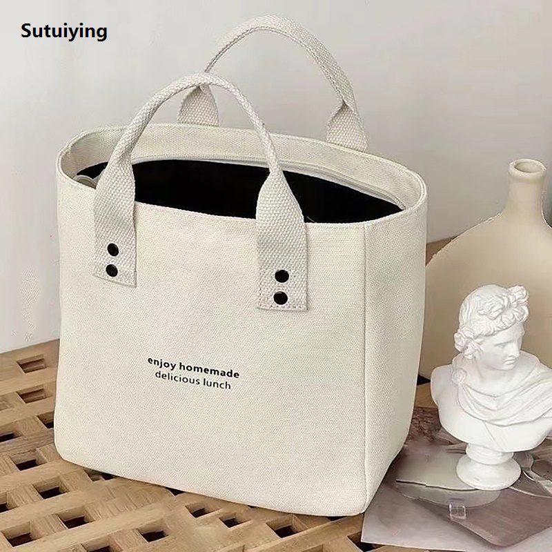 Sutuiying Solid Color Women Tote Bags Portable Reusable Canvas Large Hot Selling Capacity Storage Bag GJCUTE | Fashion New Design hand bag