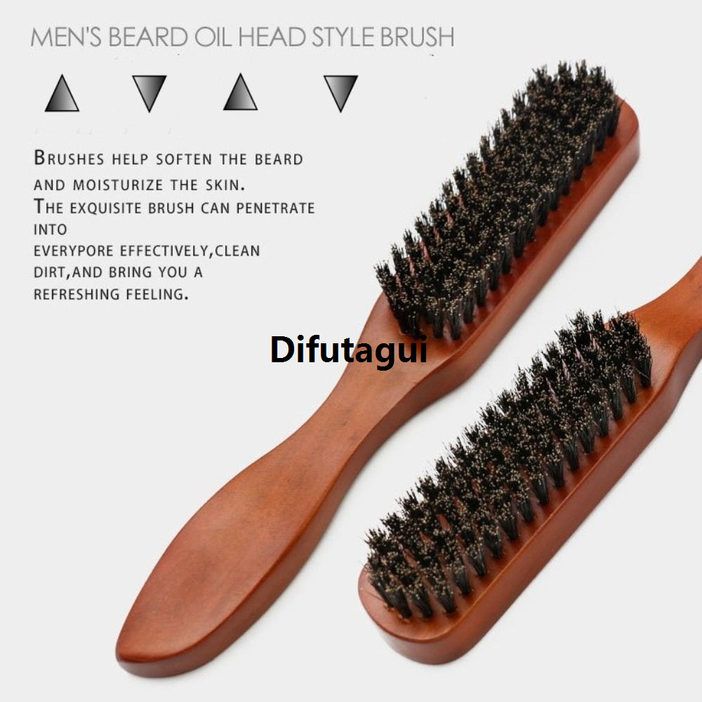 Difutagui Men's Beard Hairdressing Brush Soft Bristle Wooden 2025 New Long Handle Hair Comb Portable Durable Beard Brush