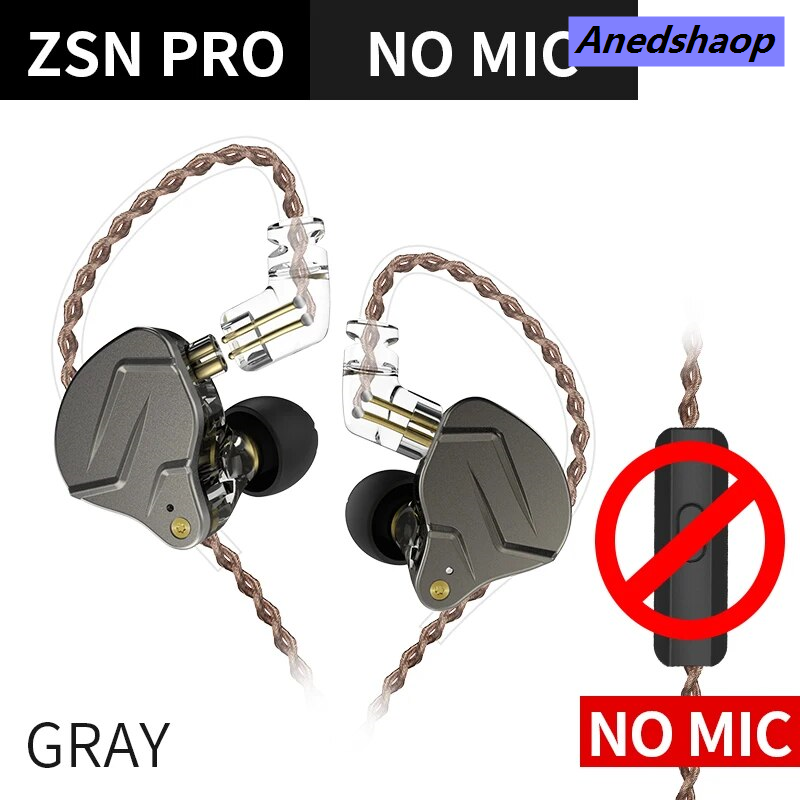 NEW Anedshaop KZ ZSN PRO 1BA 1DD Hybrid Drive In Ear Earphones HIFI Luxury Metal Bass Earbud Sport Music Headset Replaceable