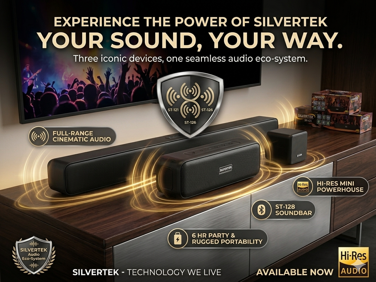 Silvertek Audio Boom Sound 5W Speaker Extra Bass | Home Theater | Extra long Battery Life | Disco Sound Hi Res | Bluetooth Speaker