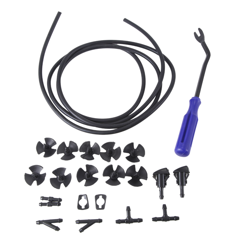 NAMUNY 1 Set of Front Windshield Washer Nozzles 5113049AA with Fluid Hose Sprayer Nozzels Gaskets for