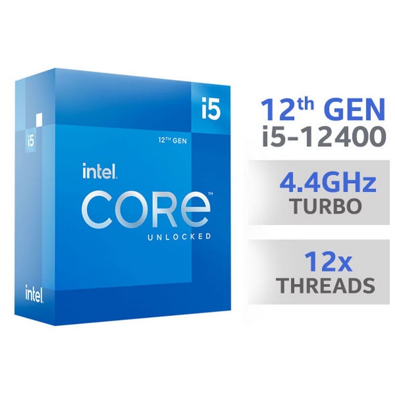 Intel 12th Gen Core i5-12400 Tray Pack Desktop Processor (2.5~4.5GHz, 6 Cores,12 Threads, 18MB Smart Cache, 7.5MB L2 Cache)