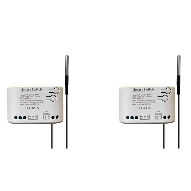 NAMUNY 2X Tuya Smart Life WiFi Switch Relay Temperature Monitoring Thermostat Sensor Passive Dry Contact Relay 85-250V