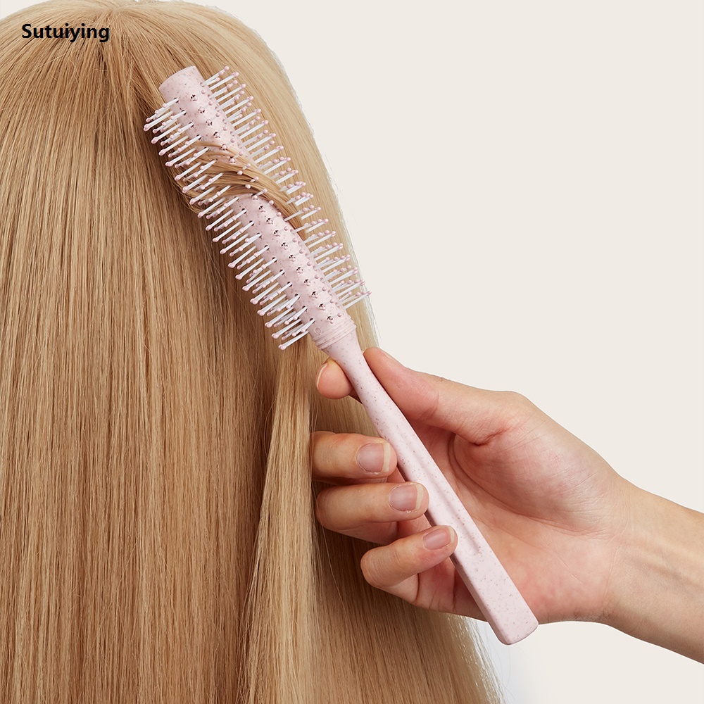 Sutuiying Salon Barber Hair Brushes Wheat Fiber Curling Brush Round Soft Rolling 2025 New Brush Massage Anti Static Hair Brush Hairdressing Tools