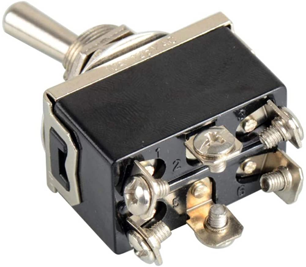Dpdt 15-amp On/off/on Toggle Switch, Three Position 6 Pin