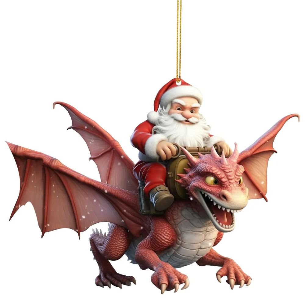 New Acrylic Dinosaur Pendant Christmas Dragon Cute Christmas Tree Ornaments Santa Claus Cartoon Xmas Hanging Ornaments