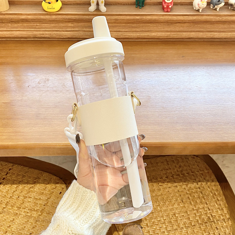 , Girls Fit Juice Plastic Set With Glass Cute Kids Water Bottle, Bubble Tea Straw PU, Big Coffee Drinking Bottle, BPA Free