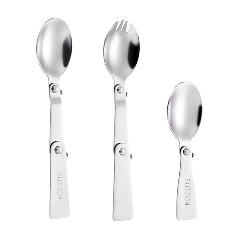 Stainless Steel Folding Spoon Folding Spoon Outdoor Travel Cutlery Portable Rotating Mini Small Spoon