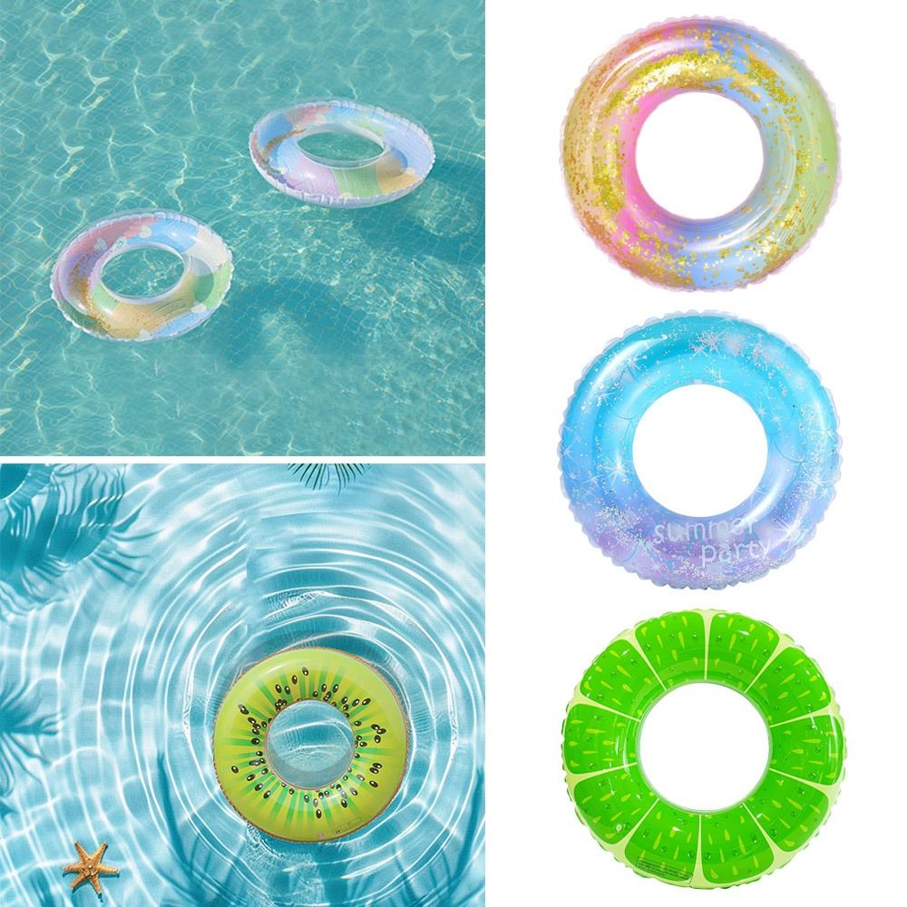 Fun Sequin Summer Swimming Ring Thickened PVC Cute Inflatable Swim Circle Safety Float Circle Cartoon Beach Pool Toys