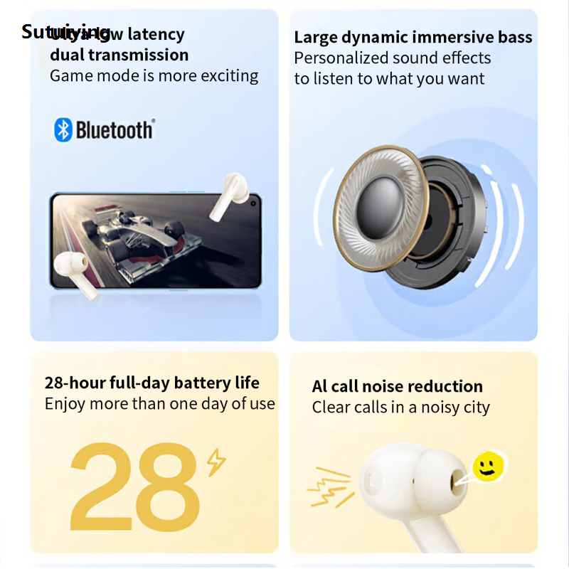 Sutuiying Original OPPO Enco Air3i Earphone Wireless Bluetooth 5.3 Music New Earbuds HiFi Stereo HD Mic Call Earphone 460mAh Long Standby