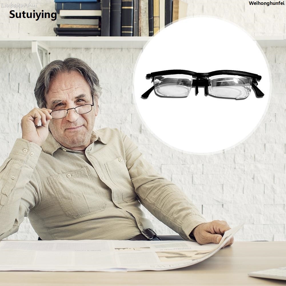 Sutuiying Double Vision Adjustable Reading Glasses Blue Light Blocking Focus Portable 6D To 3D Distance Vision Eyeglass Business Presbyopic Eyeglas