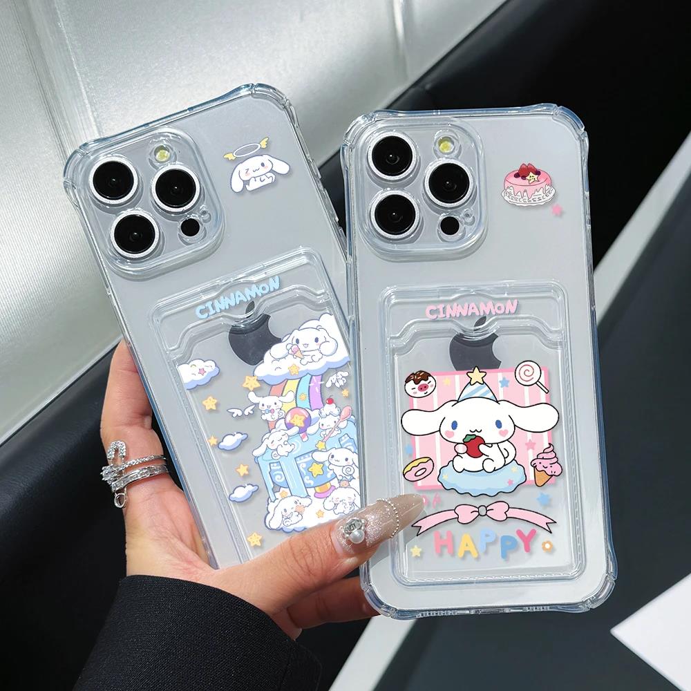 Cinnamoroll Cinnamon Phone Case for Oppo A98 A74 A54 A16 A15 Realme C55 C53 C35 C33 9i 9 Pro Reno 8 7 6 Card Pocket Clear Cover