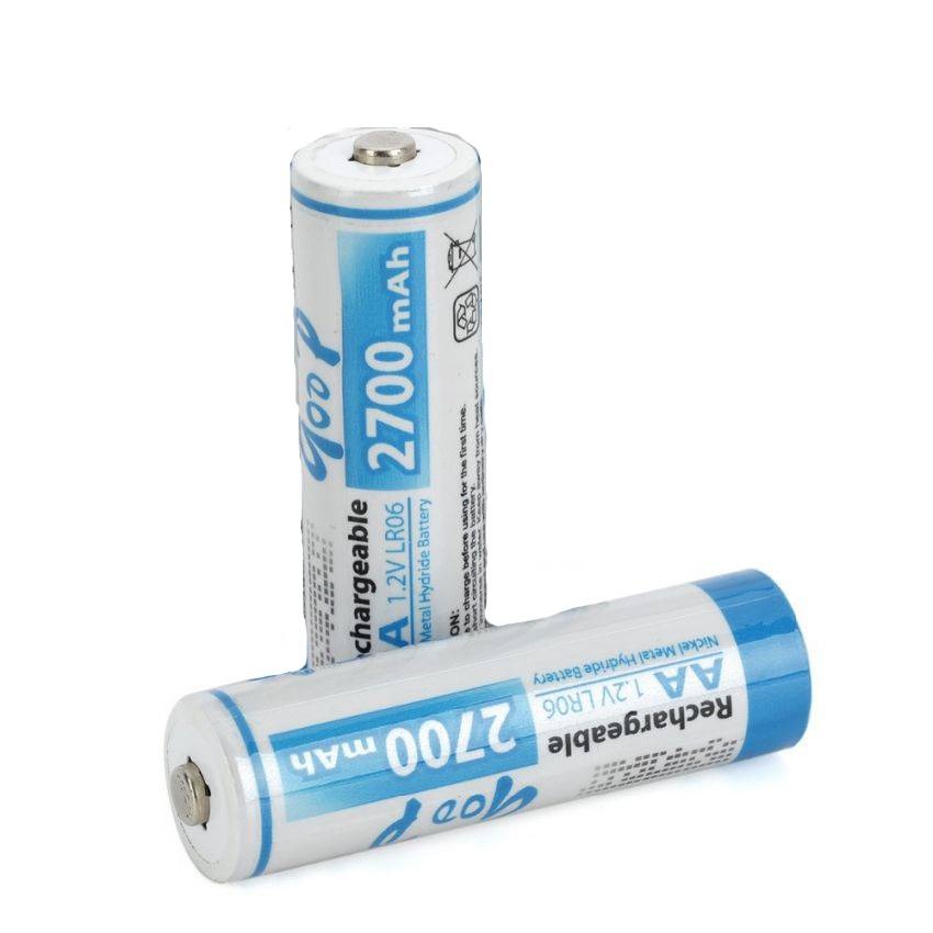 Goop AA Sized 2700mAh Ni-CD 1.2V Rechargeable Battery 1 Pair Up to 1100 Cycles