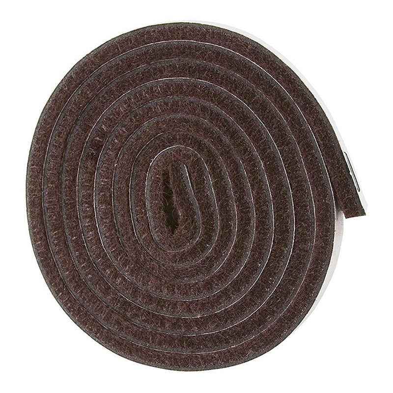 NAMUNY 6X Self-Stick Heavy Duty Felt Strip Roll for Hard Surfaces (1/2 Inch X 60 Inch), Brown