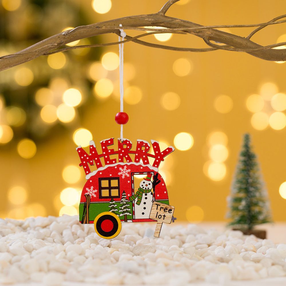 Painted Process Bright Color Various Style Hanging Decoration Xmas Tree Ornaments Christmas Wooden Pendant Car Santa Pattern