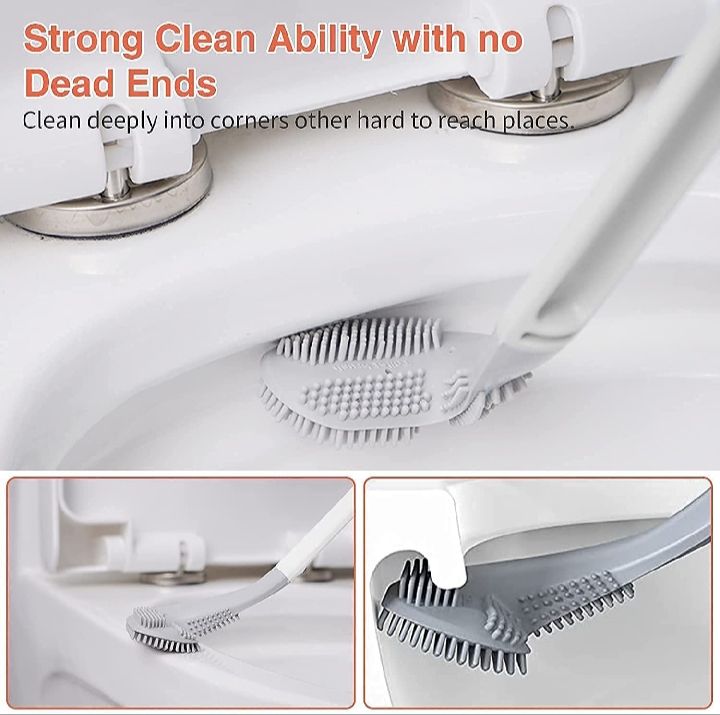 L Shaped Silicone Flexible Toilet Brush Scrubber