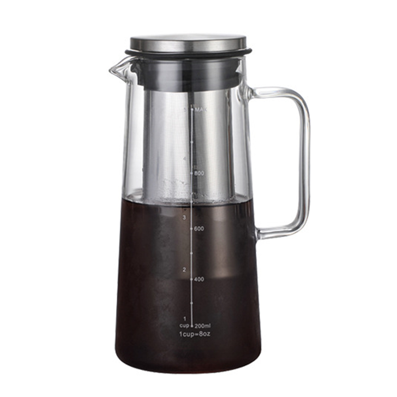 Cold Brew Coffee Maker Glass & Stainless Steel Iced Coffee Pitcher