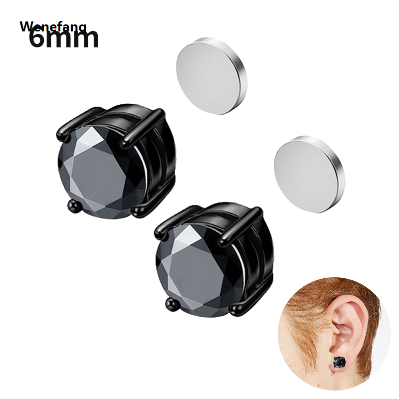 Wenefang 1Pair Fashion Crystal Magnetic Clip Ear Stud Non Piercing Earrings Earring Gift for Men Women Jewelry
