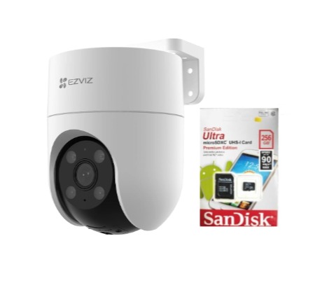 Ezviz H9C Dual Lens 3MP Wired/Wireless PTZ,Two Way Audio IP Outdoor CCTV Camera(SanDisk 256 GB SD Card Included)
