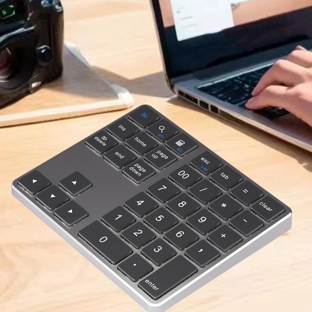 Mini 2.4G and Bluetooth Wireless Keyboard Rechargeable Mute Mini Digital Keypad Portable 35 Keys Wireless Numeric Keypad Data Entry