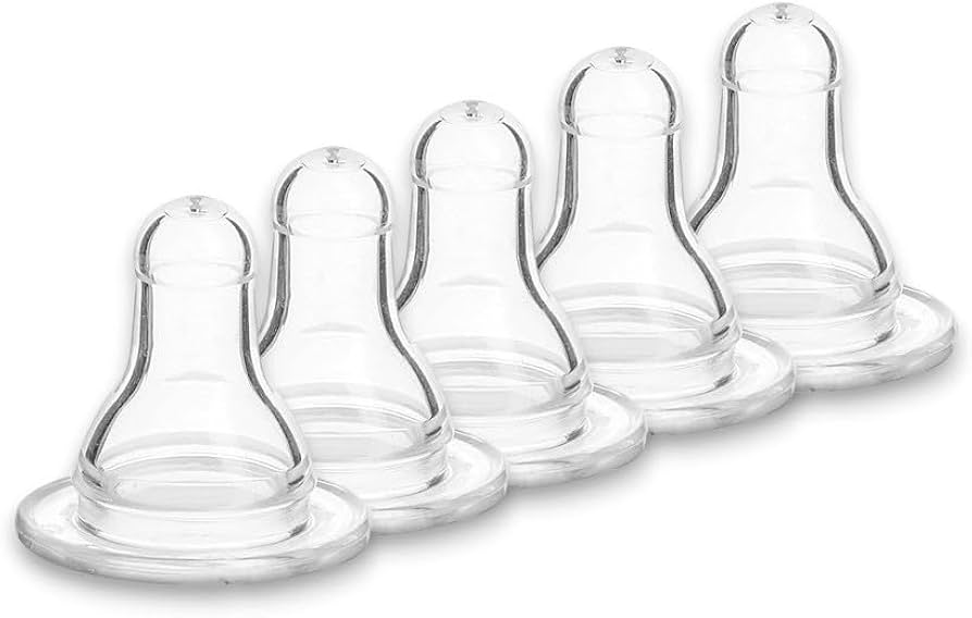 FR-KG Pack of 10 Pieces of Light Weight Easy To Use Transparent Silicone Baby Feeder Bottle Nipple -/ Nipples Silicone Material, Wide Neck Design, Transparent Color | Soft Texture For Gums, Squeezable, Easy Visibility