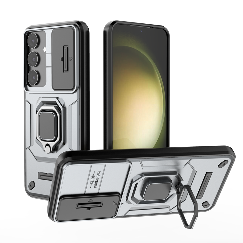 HODON Shockproof Armor Slide Lens Camera Case For Samsung Galaxy S25 Plus S23 S24 Ultra S24FE S25 Edge A34 A54 A35 A26 Cases Ring Magnetic Stand Holder Bumper Back Cover