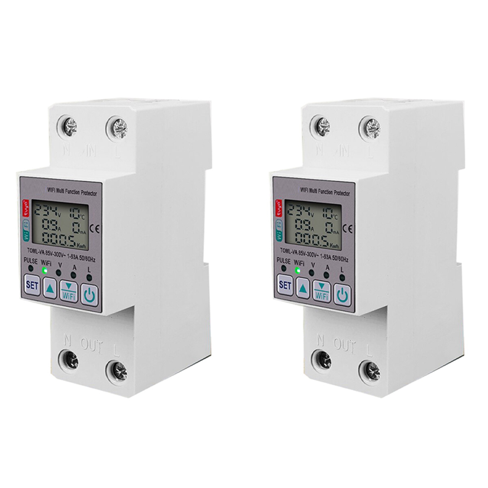 ARELENE 2X Tuya 63A 110V 220V WiFi Energy Meter Kwh Metering Switch Timing Function with Voltage Current and Leakage Protection