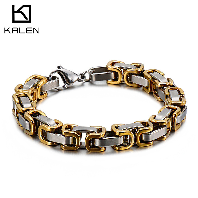 【Cheap】Fashionable men's titanium steel handmade imperial chain stainless steel back bracelet simple jewelry