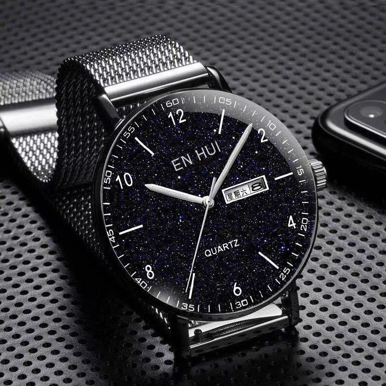 2025 new high-end luminous waterproof dual date men's watch starry sky trend handsome and versatile dial in stock