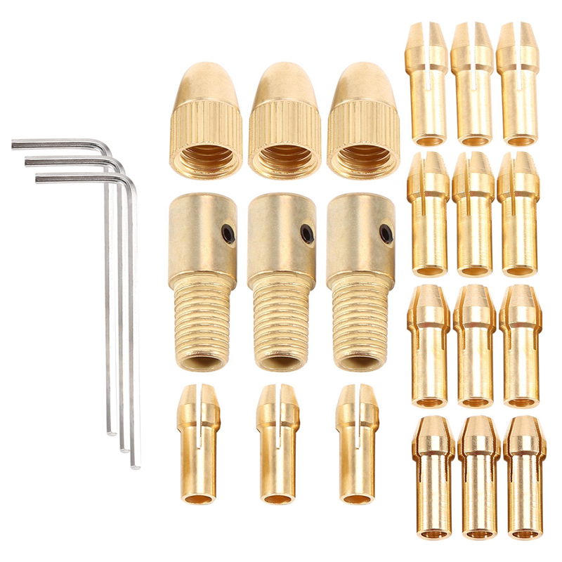 3 Sets 0.5-3mm Brass Drill Chuck Small Electric Drill Bit Collet Fit for Rotary Tools 3 Size -2.0mm 2.35mm 3.17mm