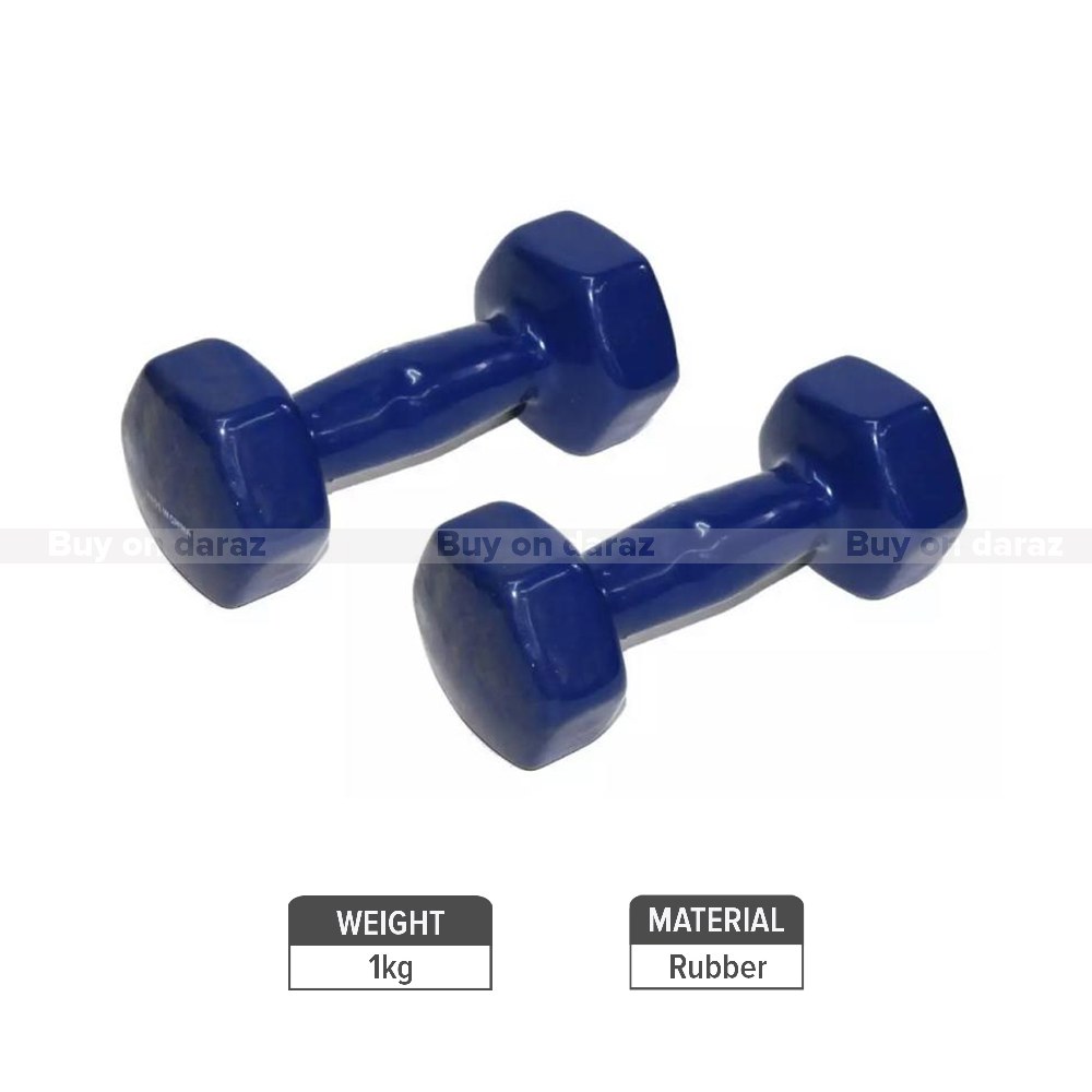 Pack Of 2 Rubber Coated Dumbbell - 1 Kg Each