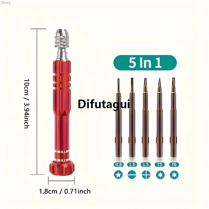 Difutagui Zheng Electronics Mobile Phone Glasses Magnetization Tape Affordable Portable Set Screwdriver 5 in 1 Precision, Suitable for
